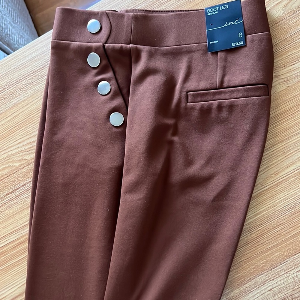 INC Side-Button Boot Cut Pants - Picture 6 of 6